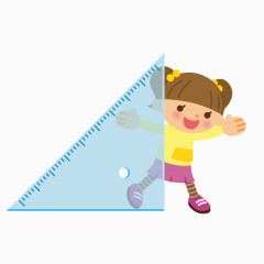 卡通手绘三角板女孩