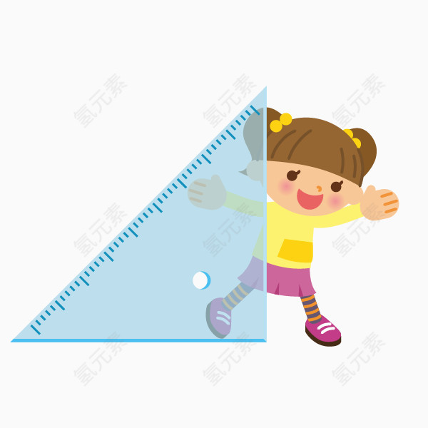 卡通手绘三角板女孩