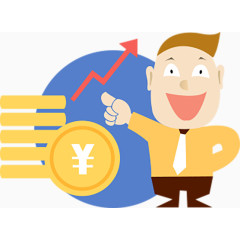 小男孩经济上升标示卡通手绘