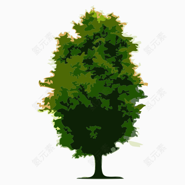 手绘绿色植物树木