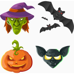 万圣节面具水彩插画图标元素