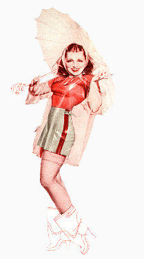 打伞的红色衣服小姑娘