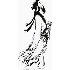 黑色水墨古代人物