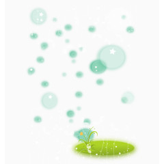 草坪气泡卡通手绘装饰元素漂浮元素