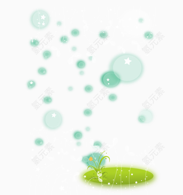 草坪气泡卡通手绘装饰元素漂浮元素