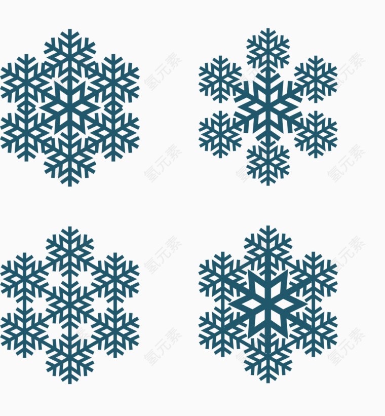 四款蓝色复杂花纹雪花