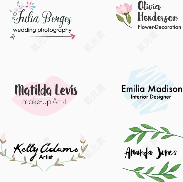 浪漫风格花朵标签