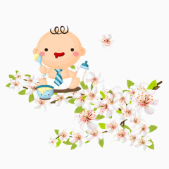 鲜花上可爱宝宝