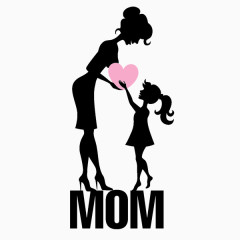 母亲节人物剪影