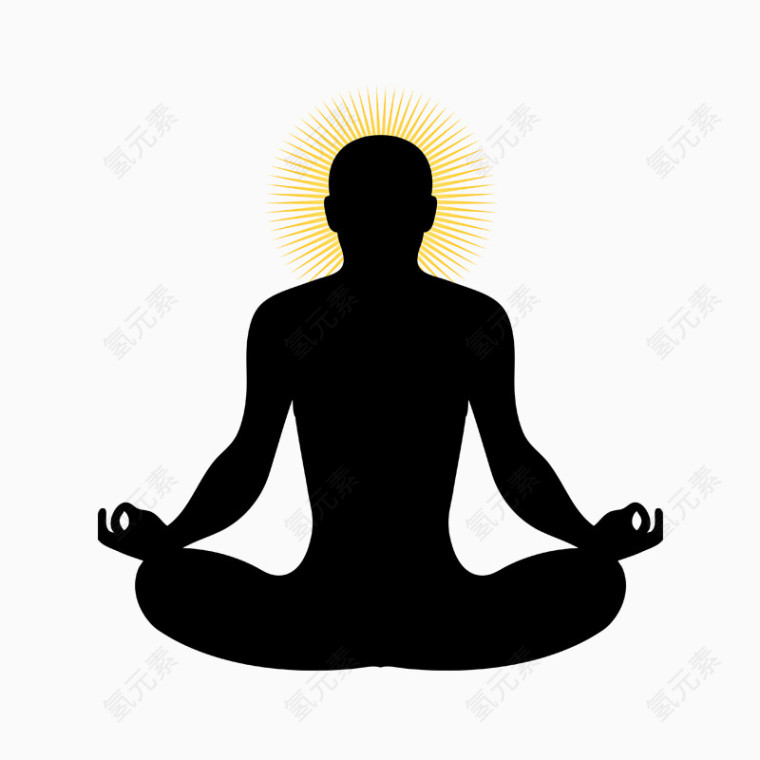 精美黑色人物打坐图案