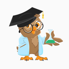  卡通猫头鹰教育化学矢量素材
