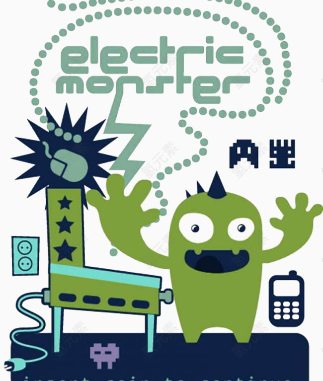 绿色夸张小怪物