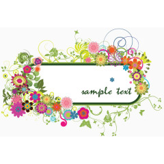 矢量彩色花朵边框主题框