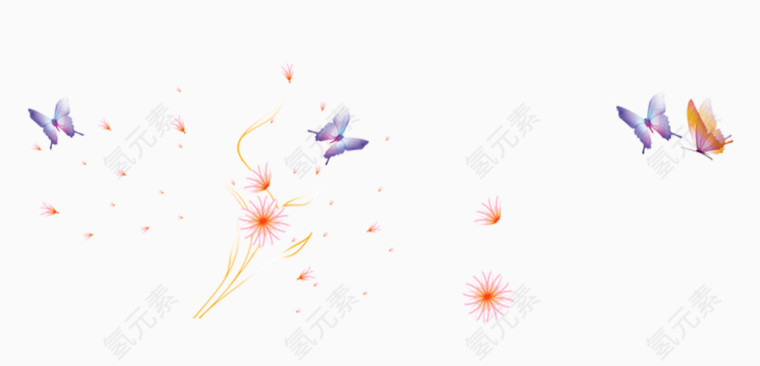 粉色花朵蝴蝶飞舞漂浮素材