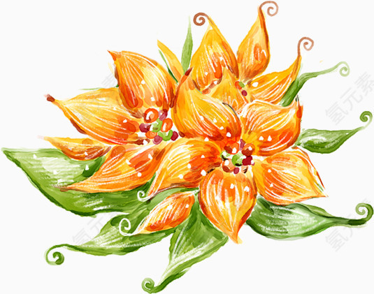 手绘风油画风水彩风黄色荷花