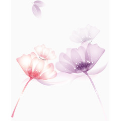 粉色紫色梦幻手绘花