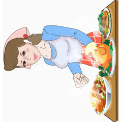 做饭的女人卡通手绘