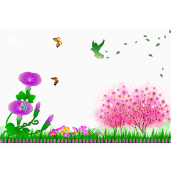 牵牛花樱花风景图