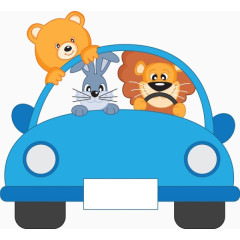 卡通车上的动物