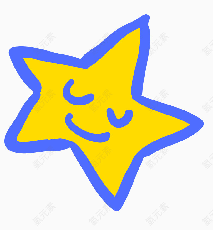 卡通手绘笑脸星星png