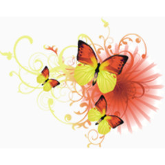 红色光效花蝴蝶创意合成效果