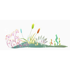 唯美清新草地插画