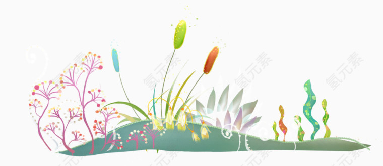 唯美清新草地插画