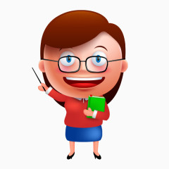 手绘卡通上课女老师