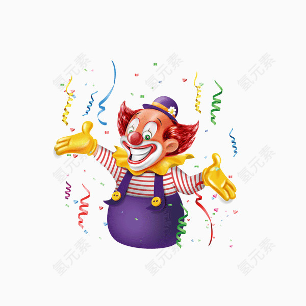 卡通笑脸小丑摆手姿势小丑