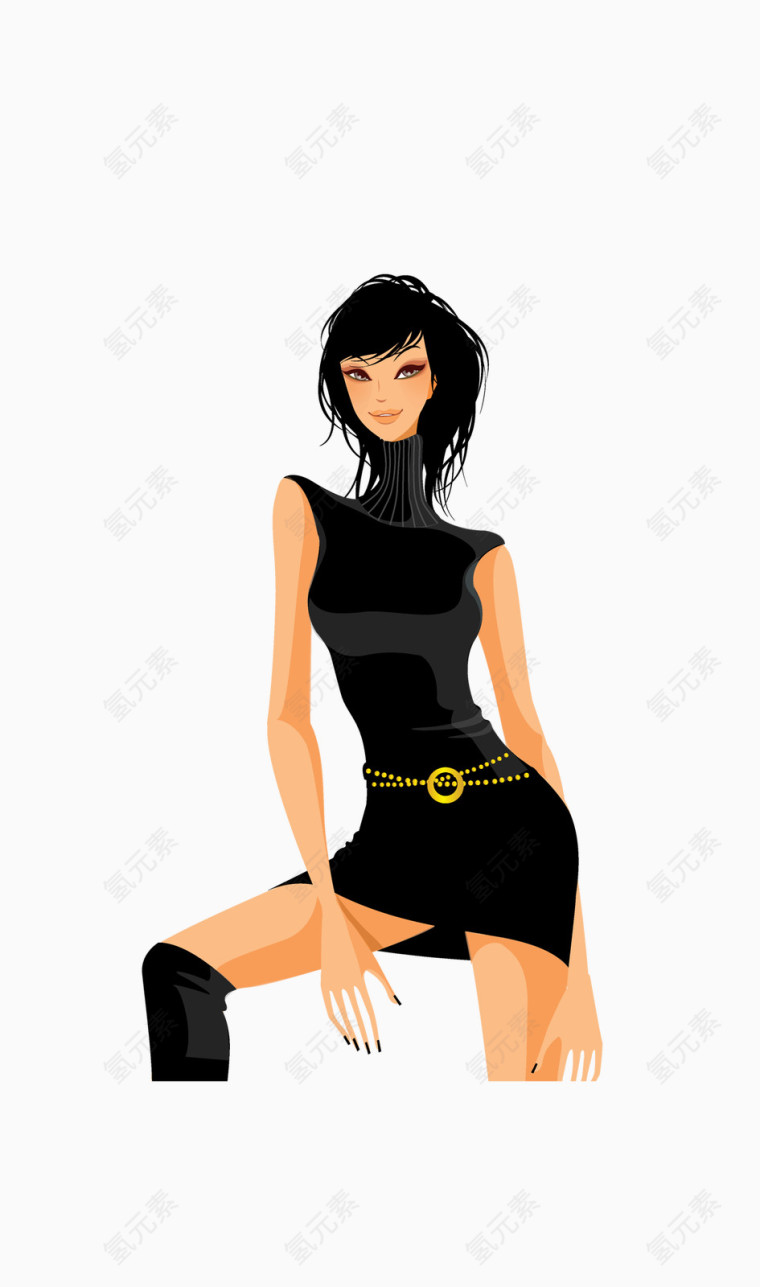 黑色时尚美女