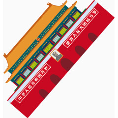 天安门卡通手绘图标元素