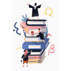 水彩油画毕业生插画