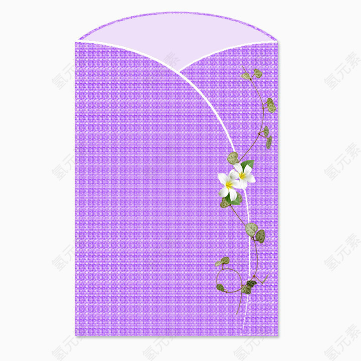 白色花装饰紫色信封