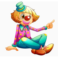 卡通手绘坐着的小丑png