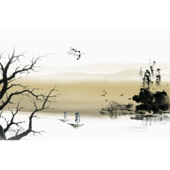 中国风山水背景效果元素