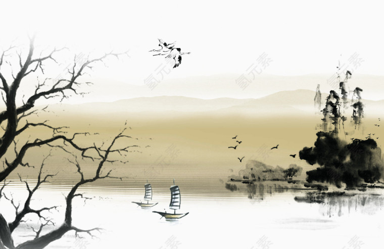 中国风山水背景效果元素