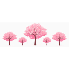 春季粉色樱花树矢量素材