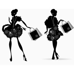 女人逛街剪影矢量元素合集