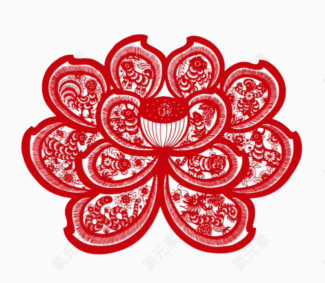 莲花剪纸