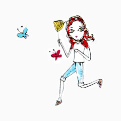 手绘女孩相册素材