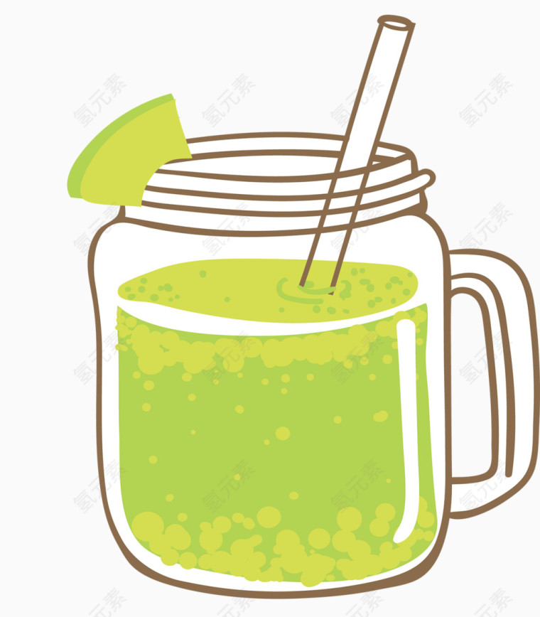 手绘透明玻璃杯鲜榨苹果果汁