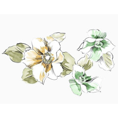 彩色水墨简笔画花朵