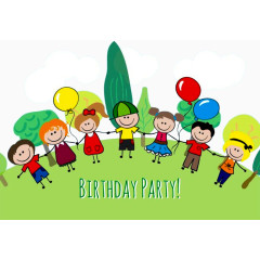 卡通小孩庆祝生日