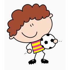 卡通手绘玩足球的男孩png 