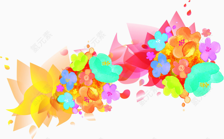 彩色卡通花朵花纹设计节日