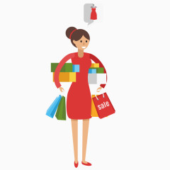 卡通手绘女孩疯狂购物