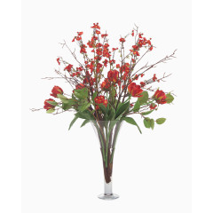 细瓶红色花卉插花