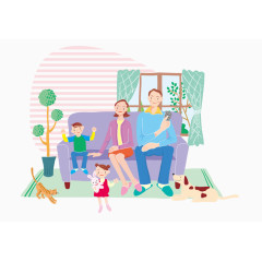 度假休闲一家人素材