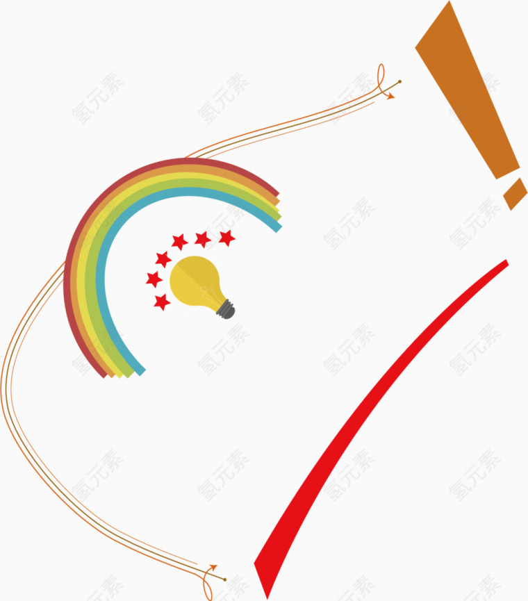 彩虹叹号不规则边框纹理装饰元素