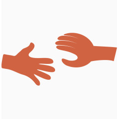 矢量橘色商务解说拉手